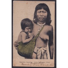 INDIA CHAMACOCO CON SU HIJO ANTIGUA TARJETA POSTAL CHACO